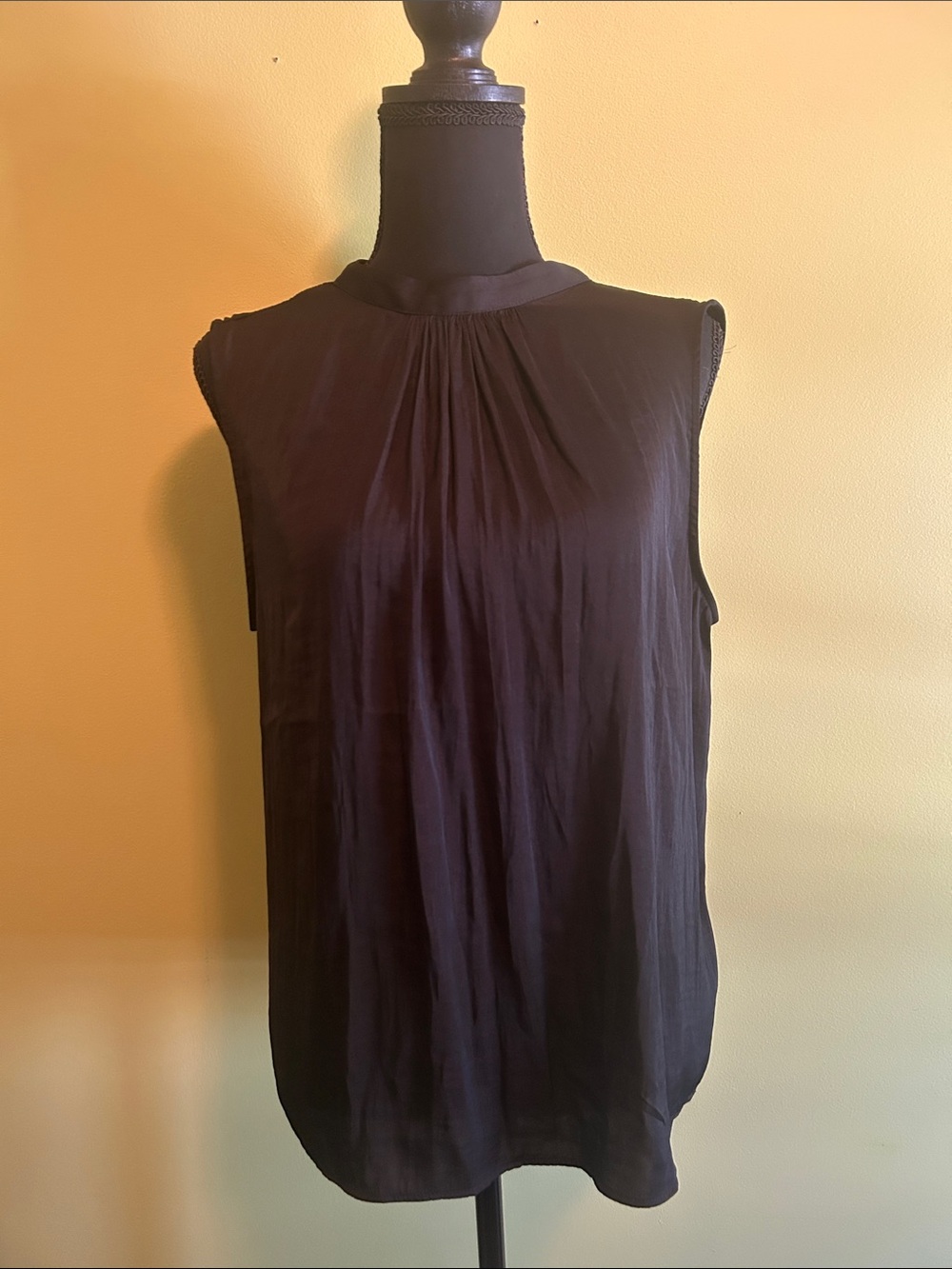 Joie Black Sleeveless Pleated Neck Camisole